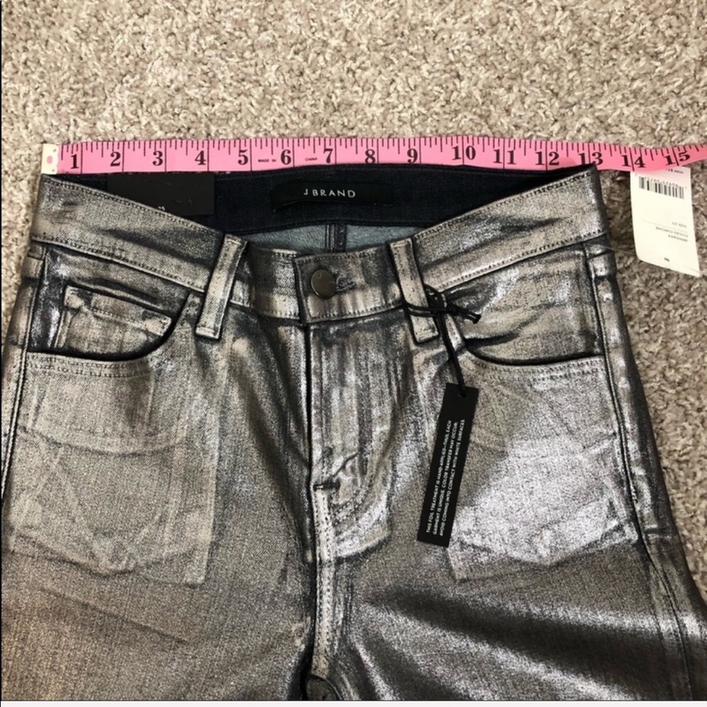 J BRAND NWT Metallic Foil Chrome Selena Jeans - Picture 7 of 14